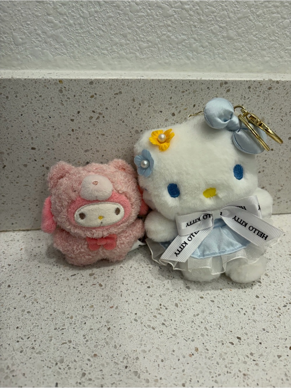 Hello Kitty Blue Keychain With My Melody Pink Keychain Set Of 2 SANRIO EUC